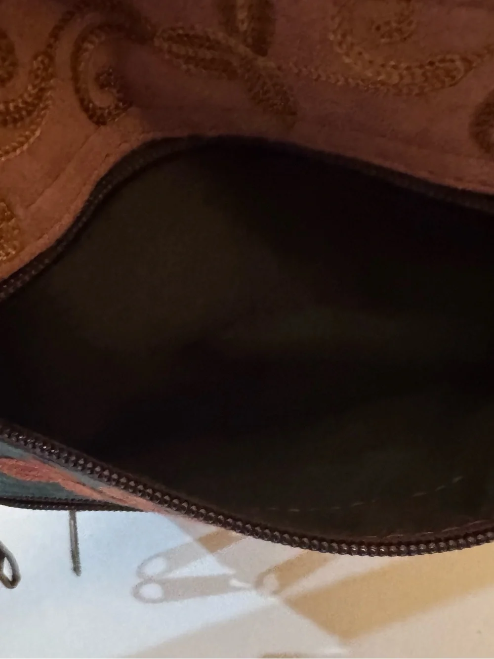 Embroidered Suede Crossbody Handbag